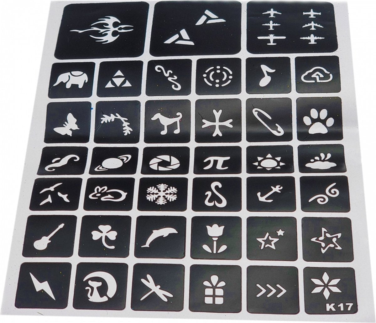 Glitter tattoo set voor kinderen - Inclusief glitters en sjablonen