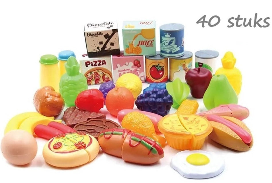 Speelgoed eten 40 Stuks - Speelgoedeten en drinken - Speelgoed eten plastic - Speelgoedwinkeltje