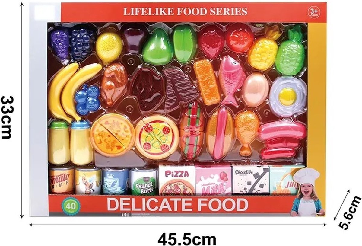 Speelgoed eten 40 Stuks - Speelgoedeten en drinken - Speelgoed eten plastic - Speelgoedwinkeltje