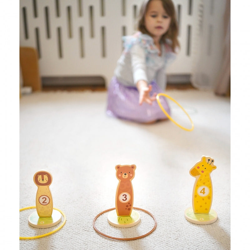TOOKY TOY Houten Gooi de kegels behendigheidsspel - 15 stuks