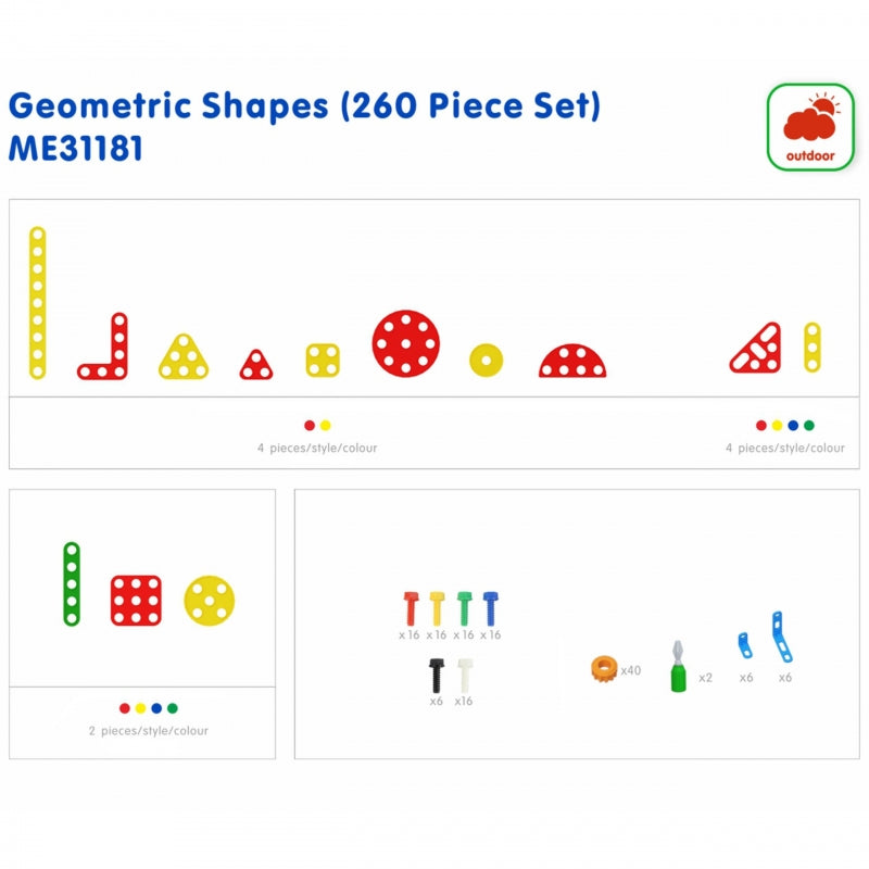 MASTERKIDZ Geometrische blokken voor STEM-wandpanelen - 260 stuks.