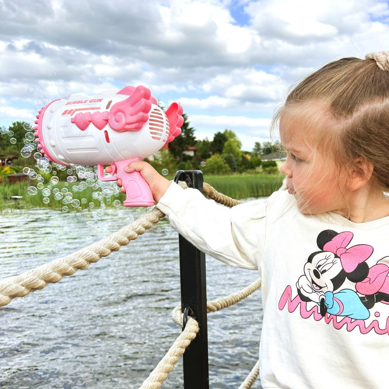 WOOPIE Bubble Gun, Bellenblaasmachine pistool met 91 Openingen, Roze