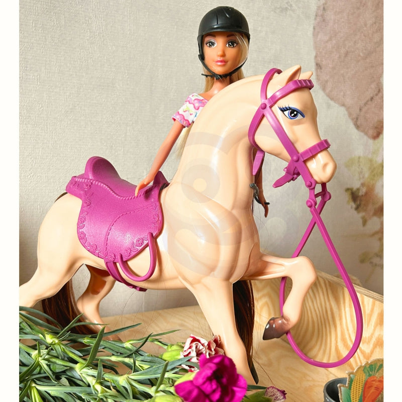 WOOPIE Manege speelgoed ruiter pop met paard + accessoires Speelpop