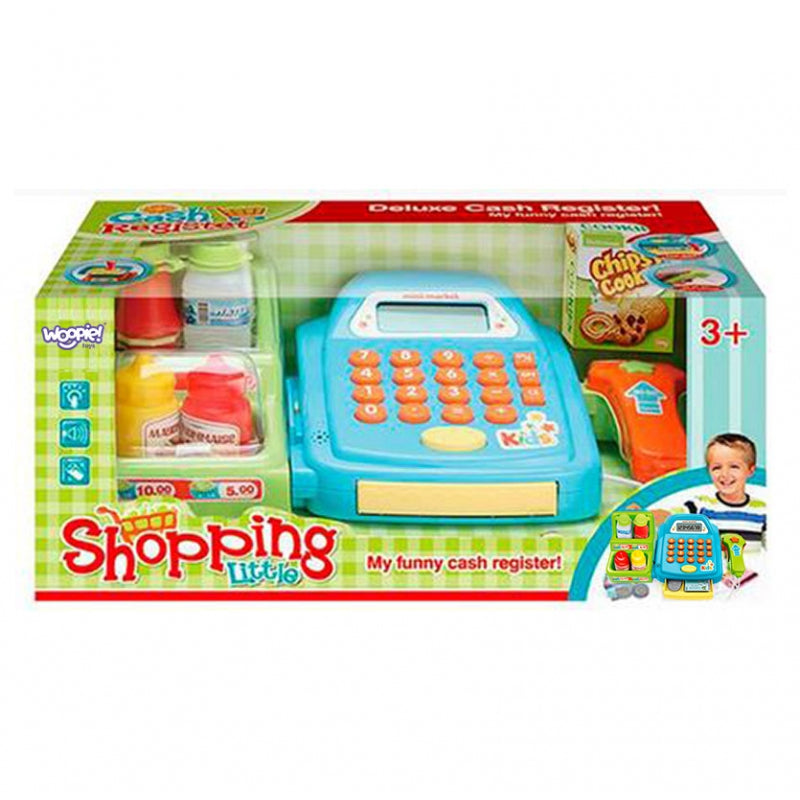 WOOPIE Speelgoed Winkelkassa met plank en accessoires