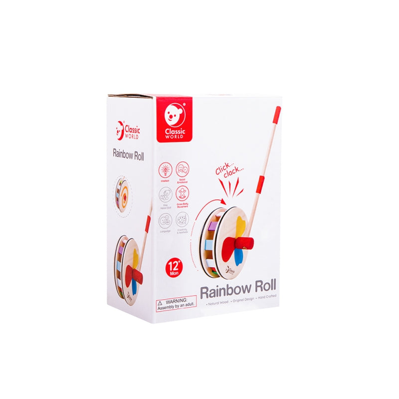 CLASSIC WORLD Kleurrijke regenboog houten duwer