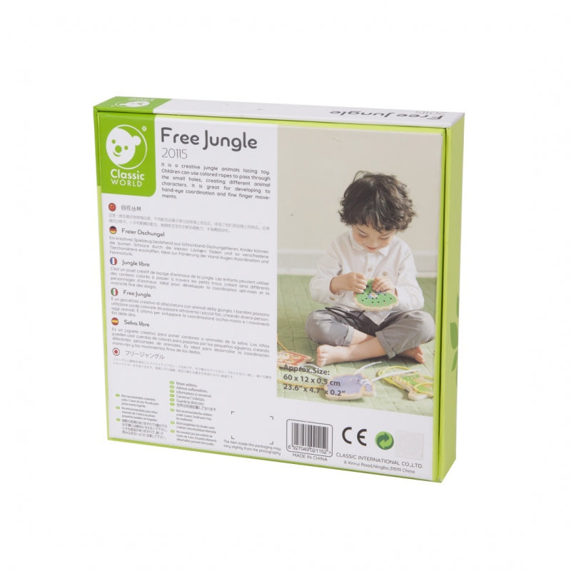 CLASSIC WORLD Houten Dieren Rijg- en Vlechtspel Dieren 10 stuks