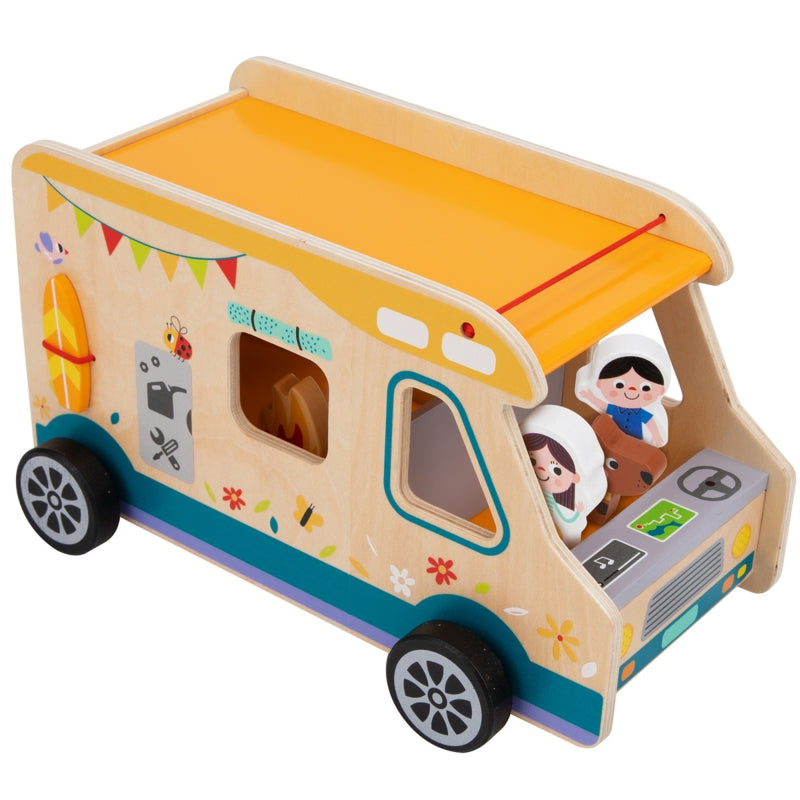 TOOKY TOY Houten Camper met Figuren en Camping