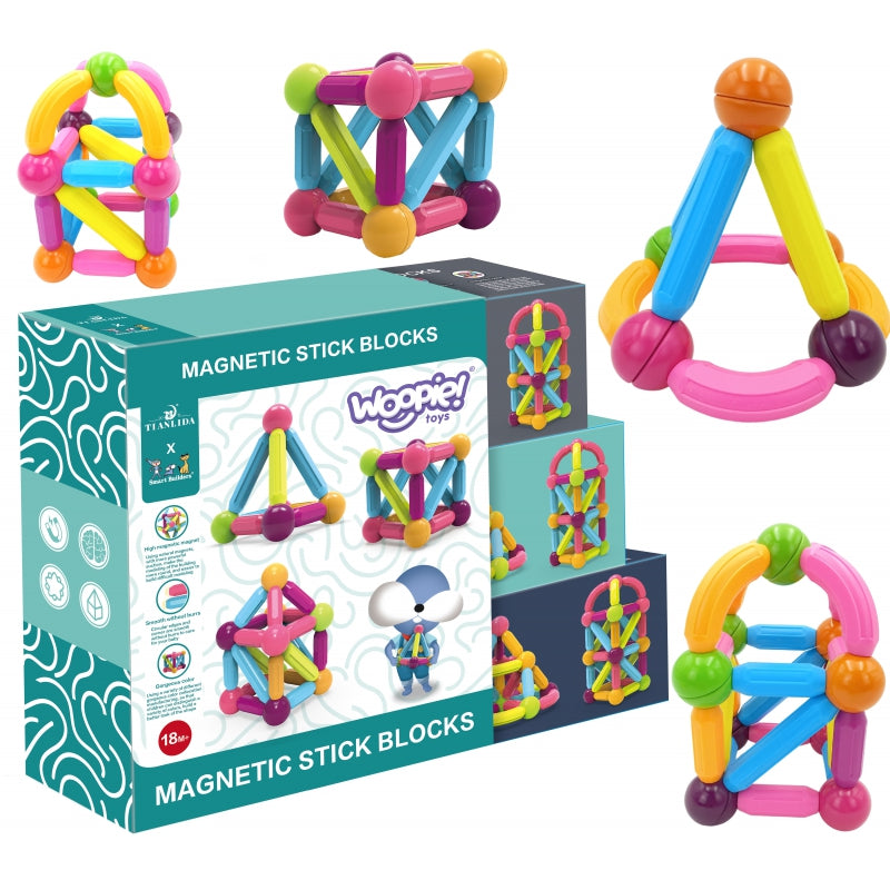 WOOPIE Magnetische Constructie- en Educatieve Blokken – Groot en Stevig – 28-delig