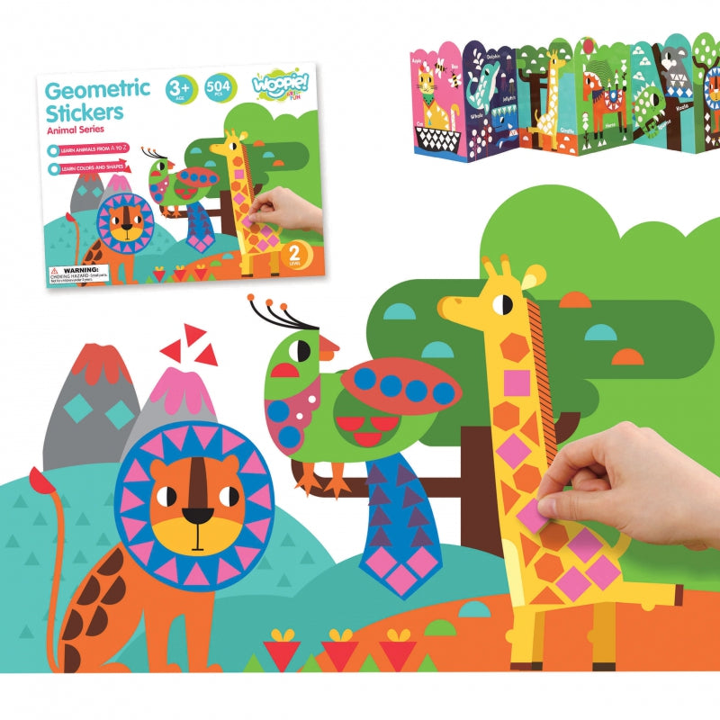 WOOPIE ART&FUN Sticker boek Dieren - Plakboek 504 stuks - Vorm- en Kleurenmatch (Engelstalig)