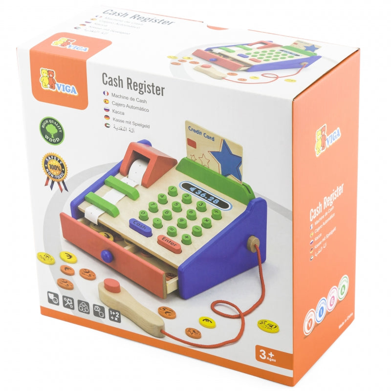 VIGA Houten Speelgoed Kassa met Scanner + Accessoires