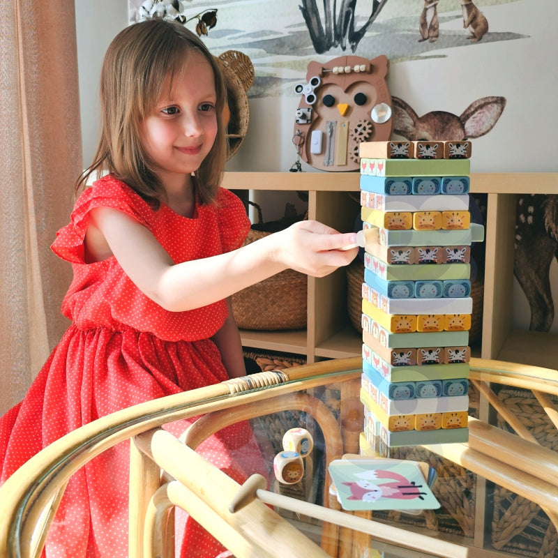 TOOKY TOY Behendigheidsspel 'Wankelende Toren' Dieren 82 delig