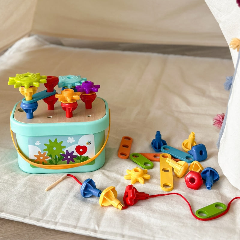 WOOPIE GREEN houten 12-in-1 baby Bouwdoos - Zintuigspeelgoed - Motorisch Montessori speelgoed