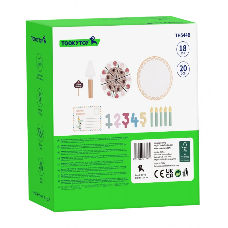 TOOKY TOY Houten Verjaardagstaart met Kaarsjes en Klittenband