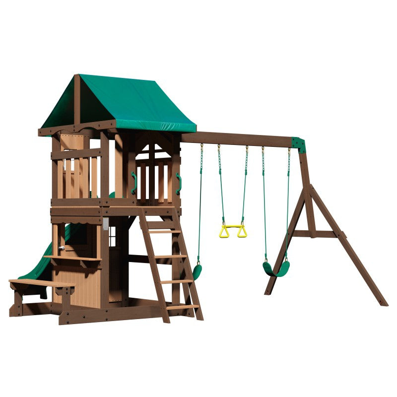 BACKYARD DISCOVERY Houten Speeltoestel Lakewood – Schommels, Glijbaan en Speelhuisje