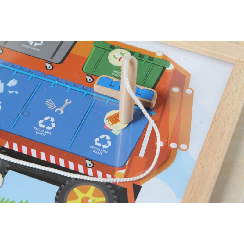 MASTERKIDZ Educatieve Houten puzzel Vuilniswagen – Afval Sorteren - Montessori speelgoed