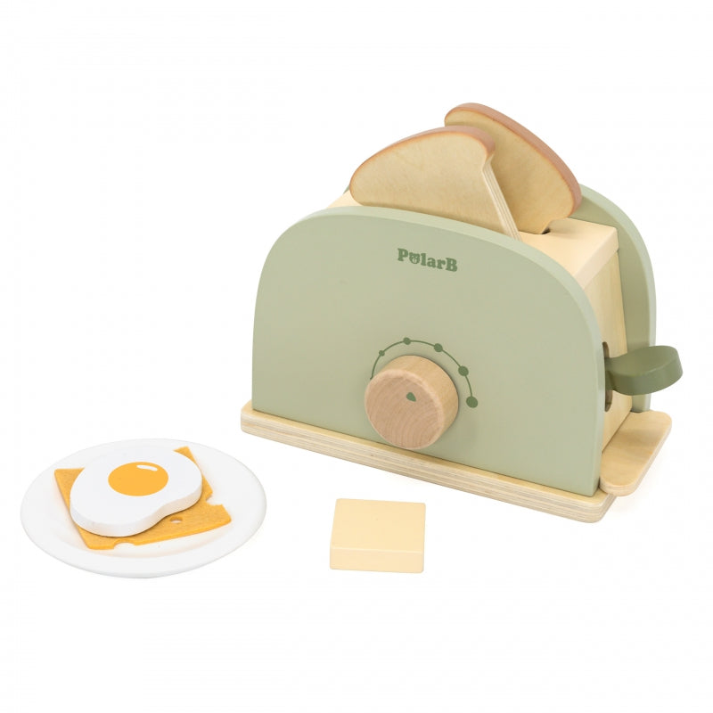 VIGA Houten Speelgoed Broodroosterset Groen + Accessoires