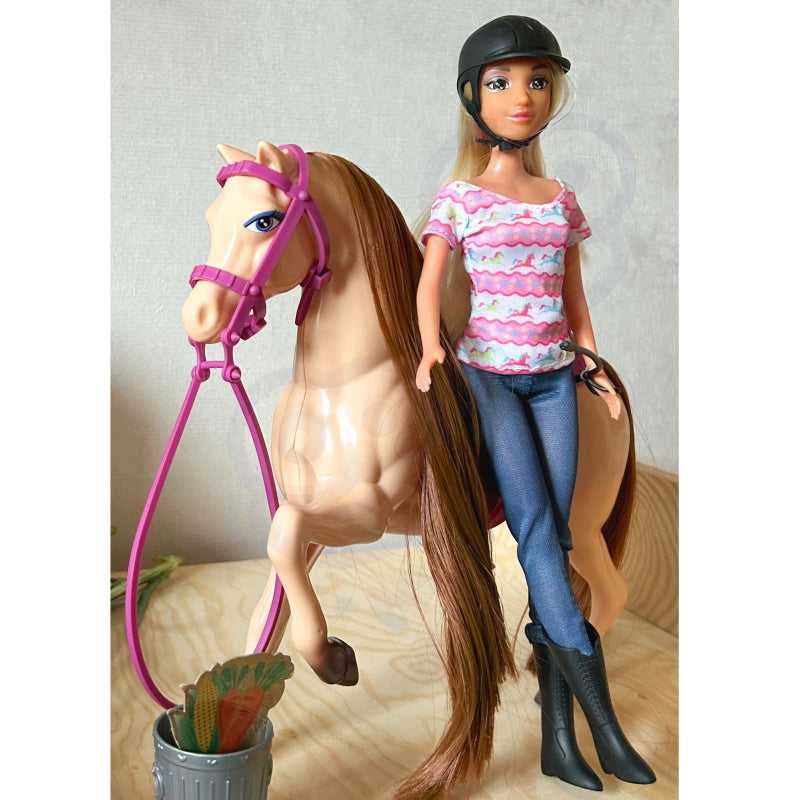WOOPIE Manege speelgoed ruiter pop met paard + accessoires Speelpop