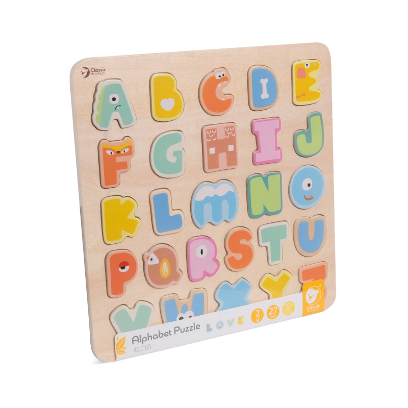 CLASSIC WORLD Houten Alfabet Woordenpuzzel - 27 stuks