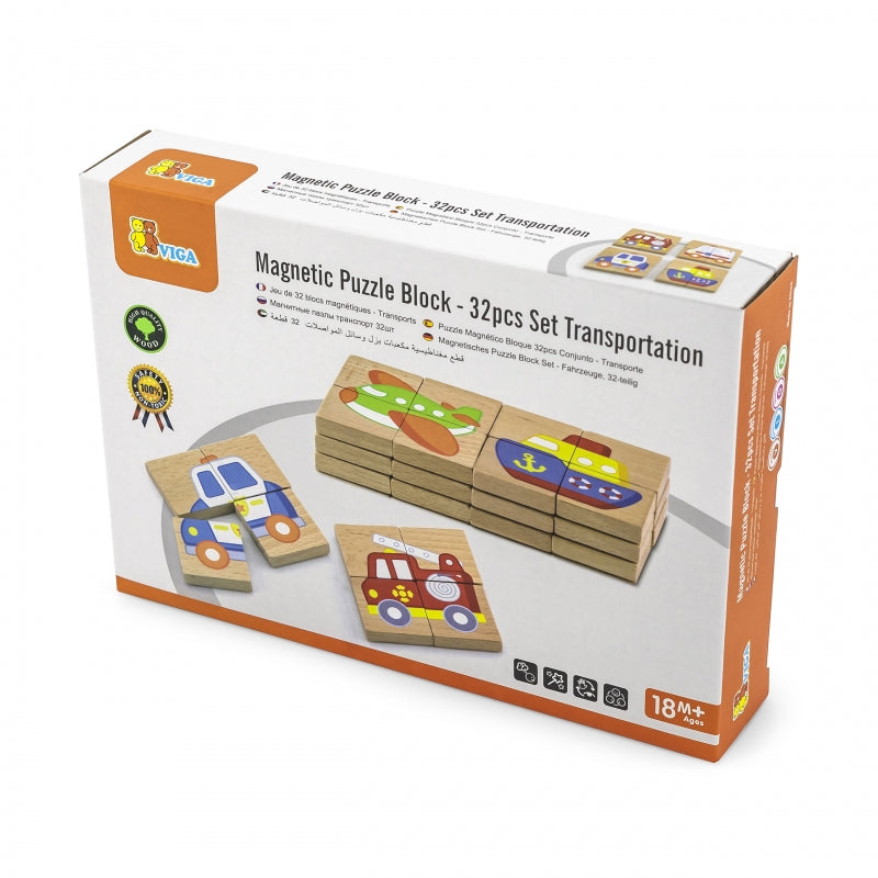 Viga Houten magnetische voertuigen puzzel
