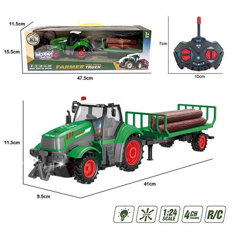 WOOPIE RC (boerderij) Tractor met Aanhanger en Afstandsbediening, Schaal 1:24