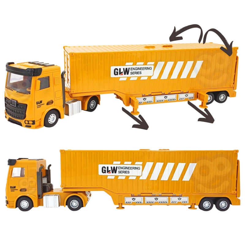 WOOPIE 6-in-1 Vrachtwagen Set Bouwkraan, Speelauto met Accessoires