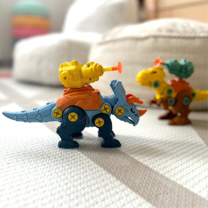 WOOPIE Dino Constructieset – 3 Dinosaurussen om te Monteren met Boormachine en Schroevendraaier in Doos