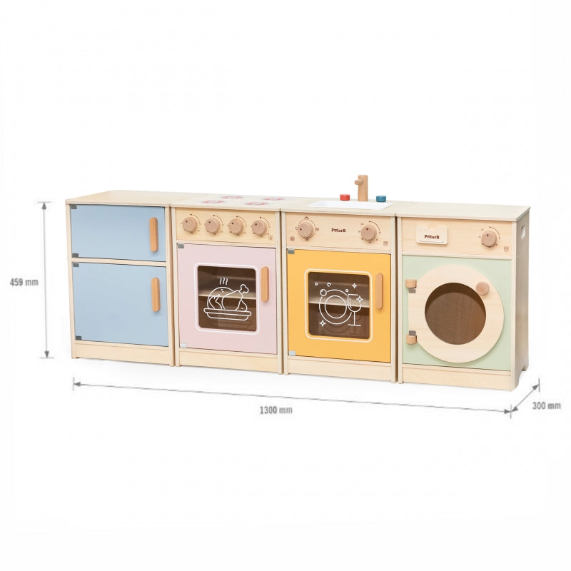 VIGA Houten Keukenset XL met Wasmachine, Fornuis & Vaatwasser