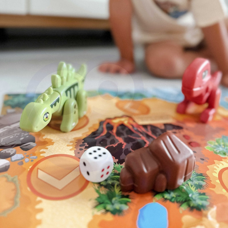 WOOPIE Bouwset 2-in-1 Bordspel Dinosaurussen + Dobbelsteen 46 stuks