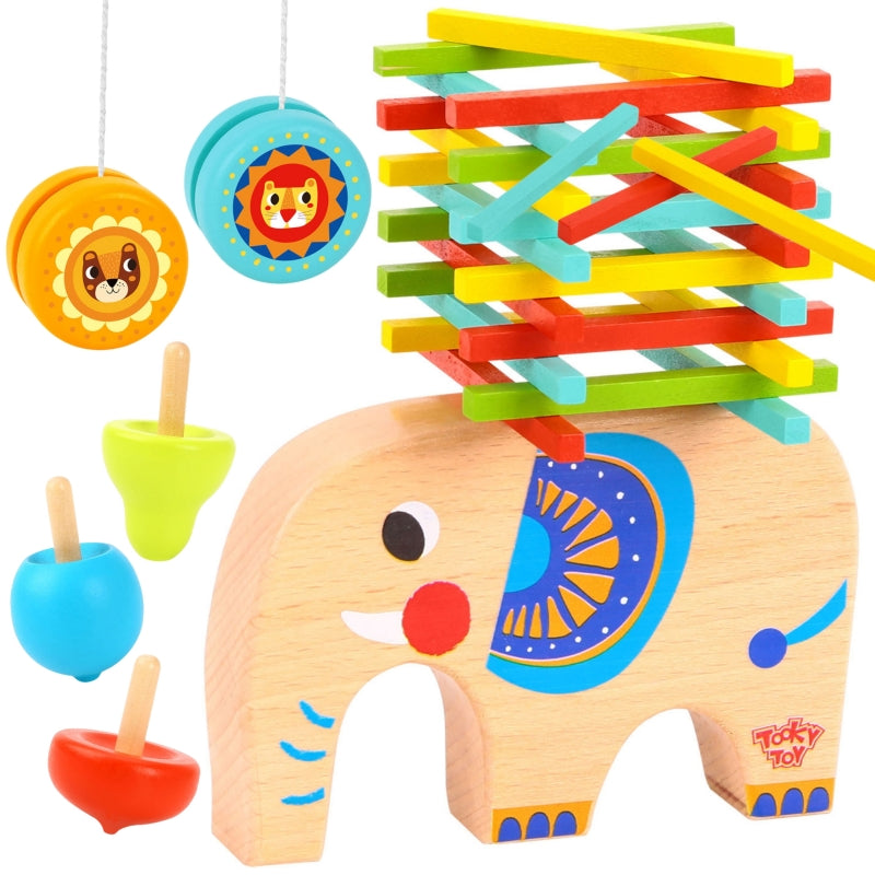 TOOKY TOY Mikado Draaiende olifant spel - 46 stuks
