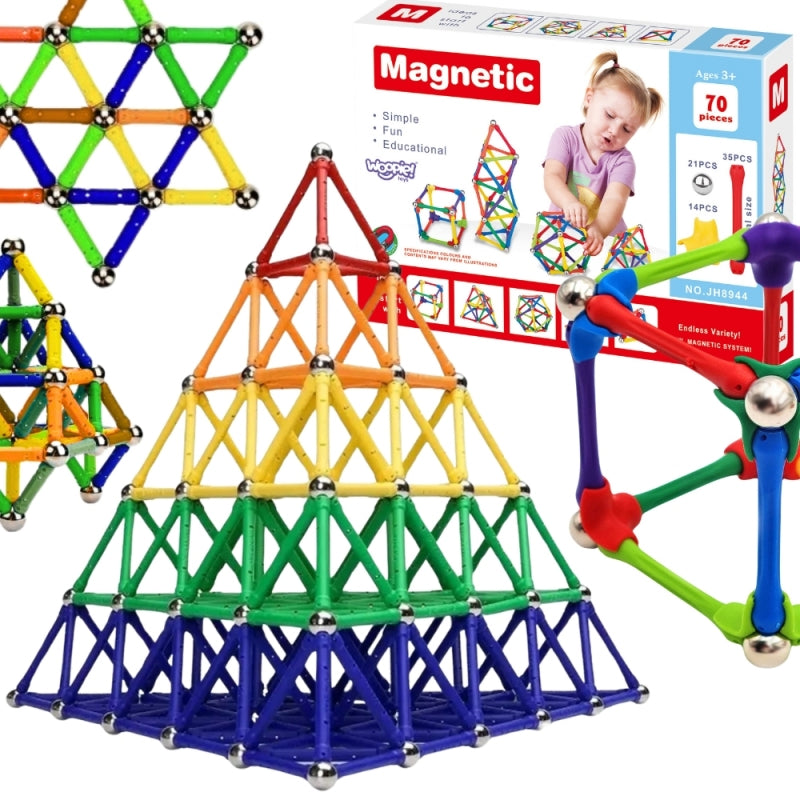 WOOPIE Magnetische Bouwstenen, Magnetische sticks 70 stuks