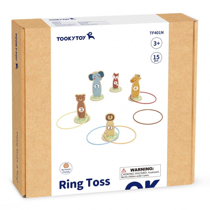 TOOKY TOY Houten Gooi de kegels behendigheidsspel - 15 stuks