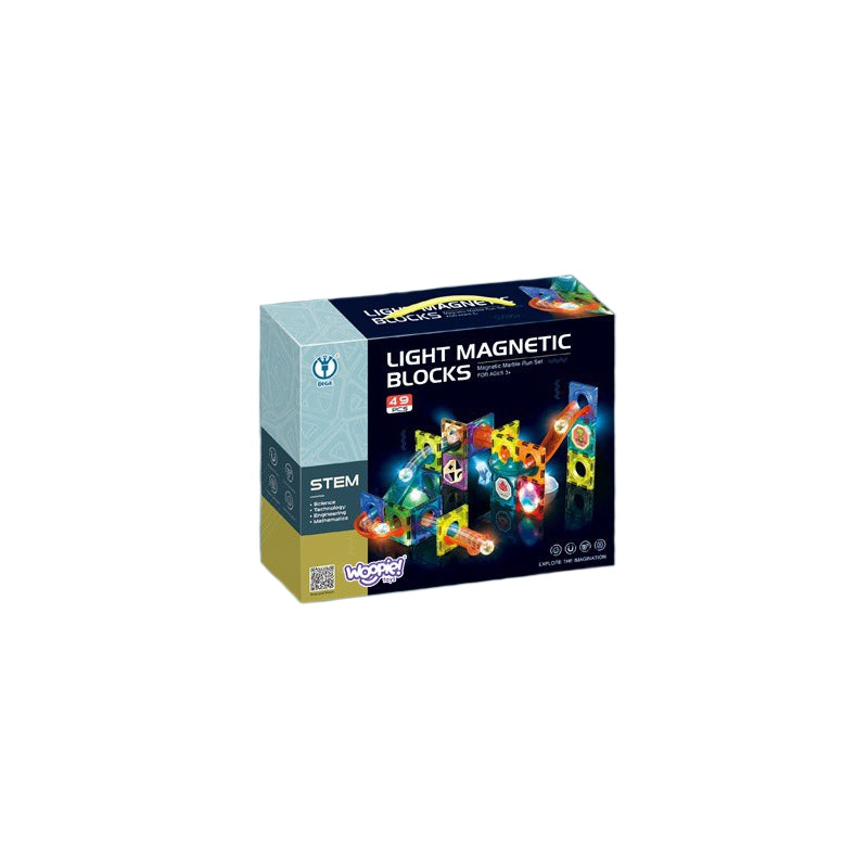 WOOPIE Magnetische Bouwstenen Lichtgevende Kogelsbaan, Knikkerbaan 49 stuks