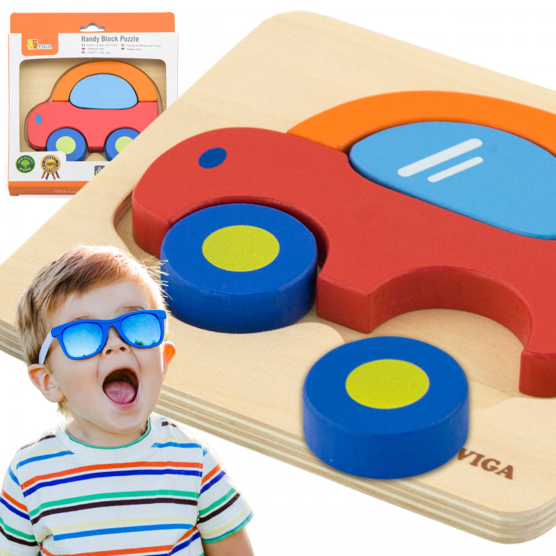 VIGA Baby's eerste houten puzzelauto