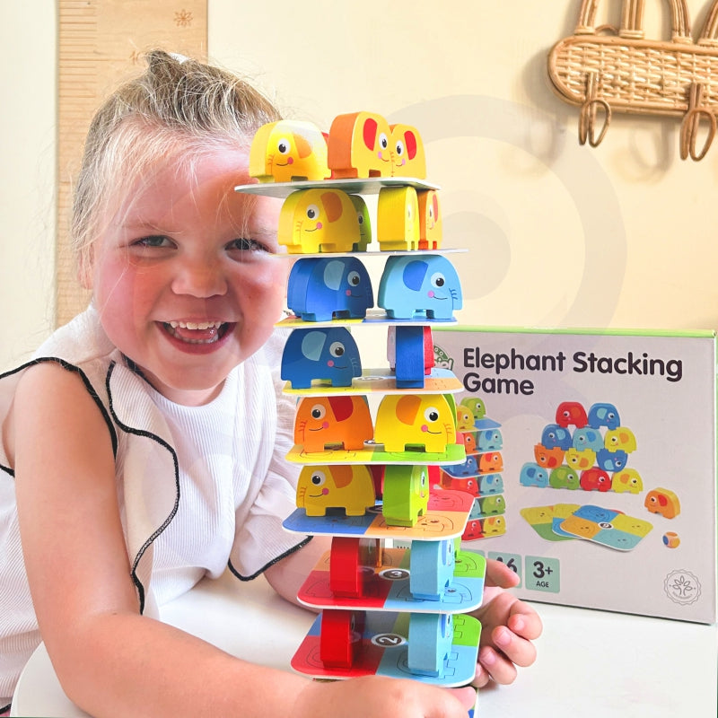 WOOPIE GREEN Olifant op Olifant Jenga puzzel - Behendigheidsspel - Jenga - FSC Gecertificeerd