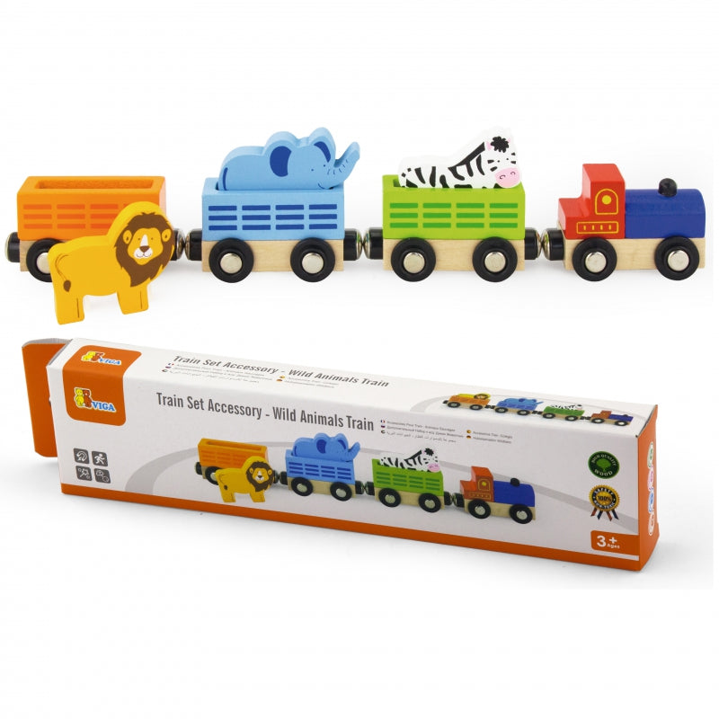 VIGA Houten trein met dieren - Voor treinbaan - Houten Treinwagen - Treinwagon