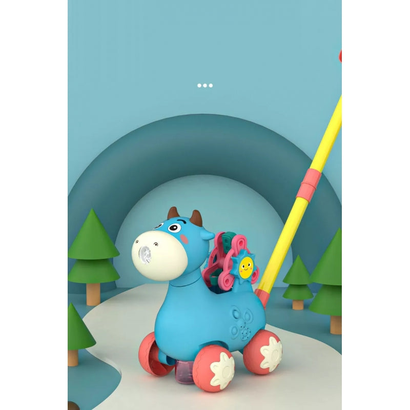 WOOPIE Duwspeeltje Koe met Geluid en Zeepbellen – Blauw