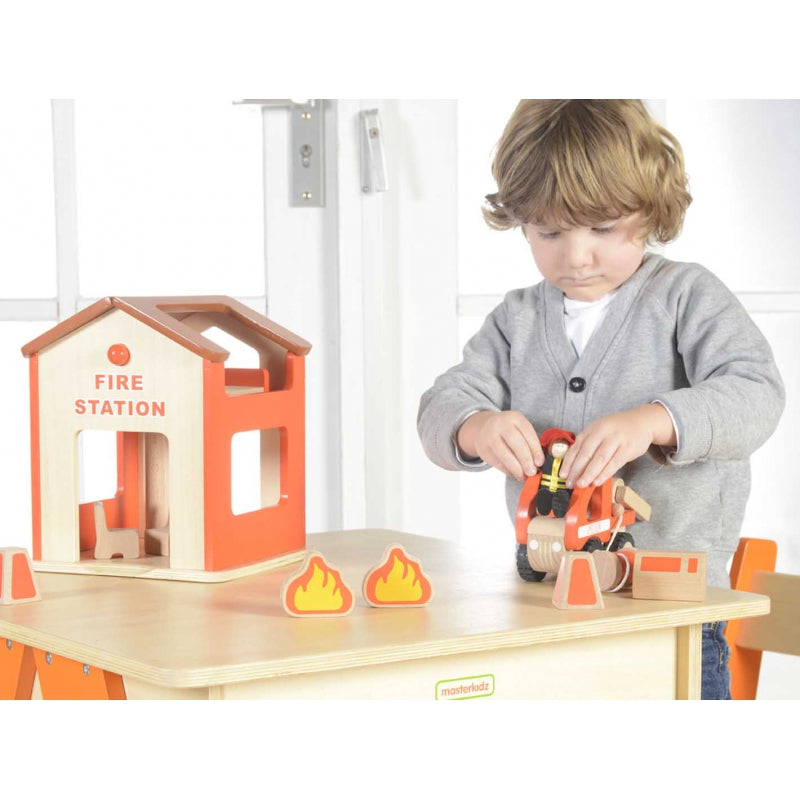 MASTERKIDZ Houten Mini Brandweerkazerne Speel Set