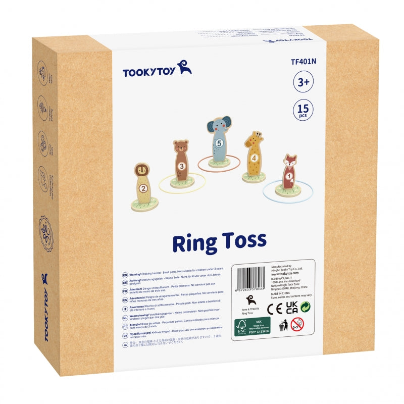 TOOKY TOY Houten Gooi de kegels behendigheidsspel - 15 stuks