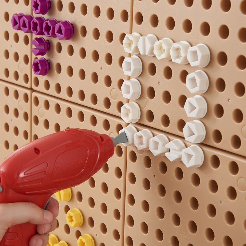 MASTERKIDZ Kleurrijke schroeven voor STEM Creatief Bord - 512 stuks - 5 vormen & Mix Kleuren