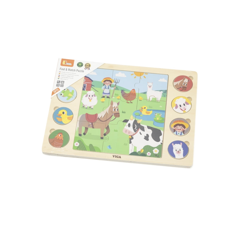 VIGA Houten Boerderijpuzzel - 17 stukjes