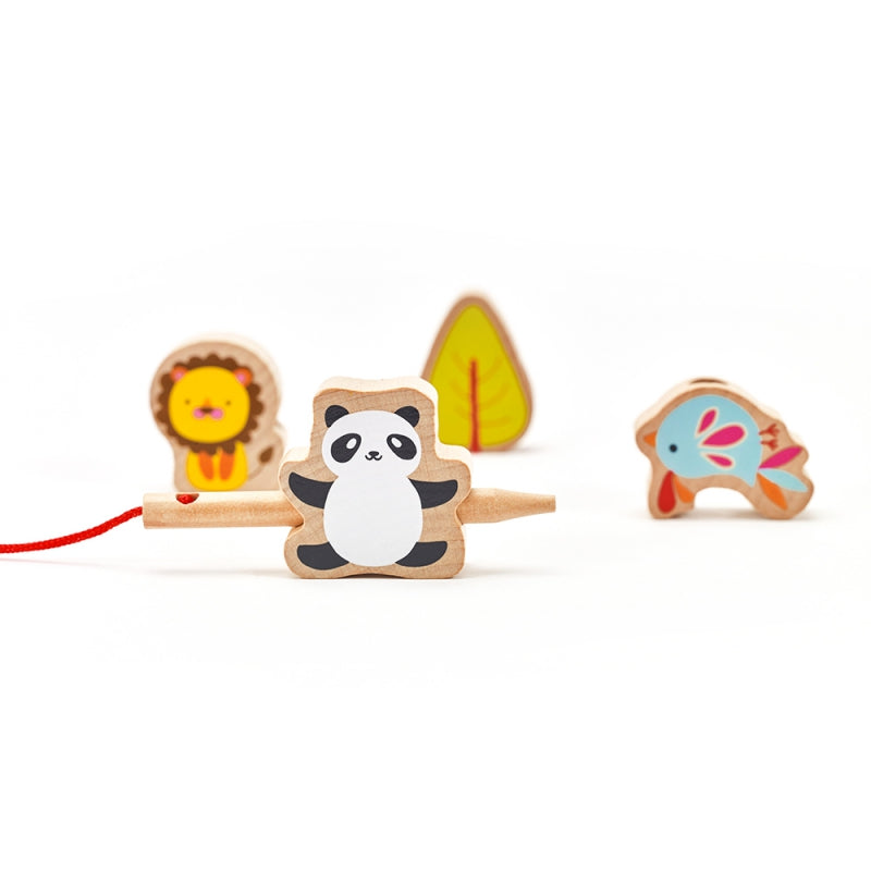 CLASSIC WORLD Houten Rijgblokjes Dierentuin 13 stuks