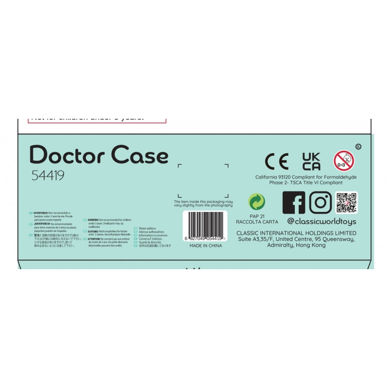 CLASSIC WORLD Houten Dokterskoffer 19 stuks - Speel doktertje - Dokterspeelsets