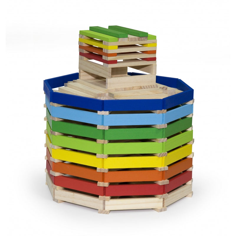 VIGA Houten Gebouwen Bouwstenen 250 stuks