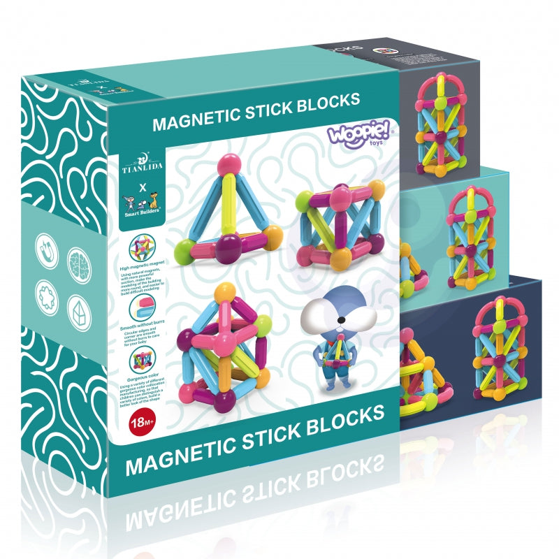 WOOPIE Magnetische Constructie- en Educatieve Blokken – Groot en Stevig – 28-delig