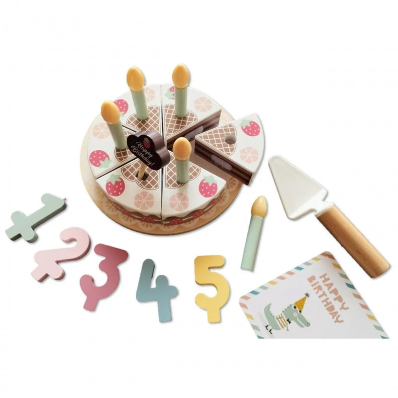 TOOKY TOY Houten Verjaardagstaart met Kaarsjes en Klittenband
