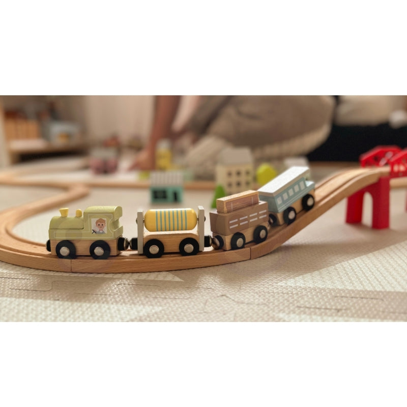 TOOKY TOY Houten Magneet Trein met Wagons