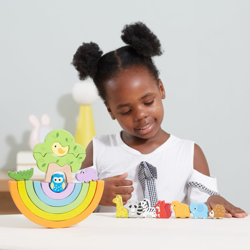 VIGA Houten Regenboogpuzzel Creatieve Montessori Blokken