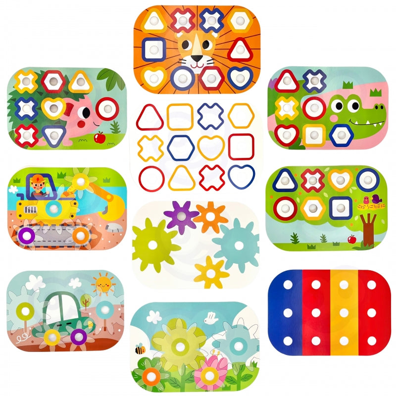 WOOPIE GREEN houten 12-in-1 baby Bouwdoos - Zintuigspeelgoed - Motorisch Montessori speelgoed