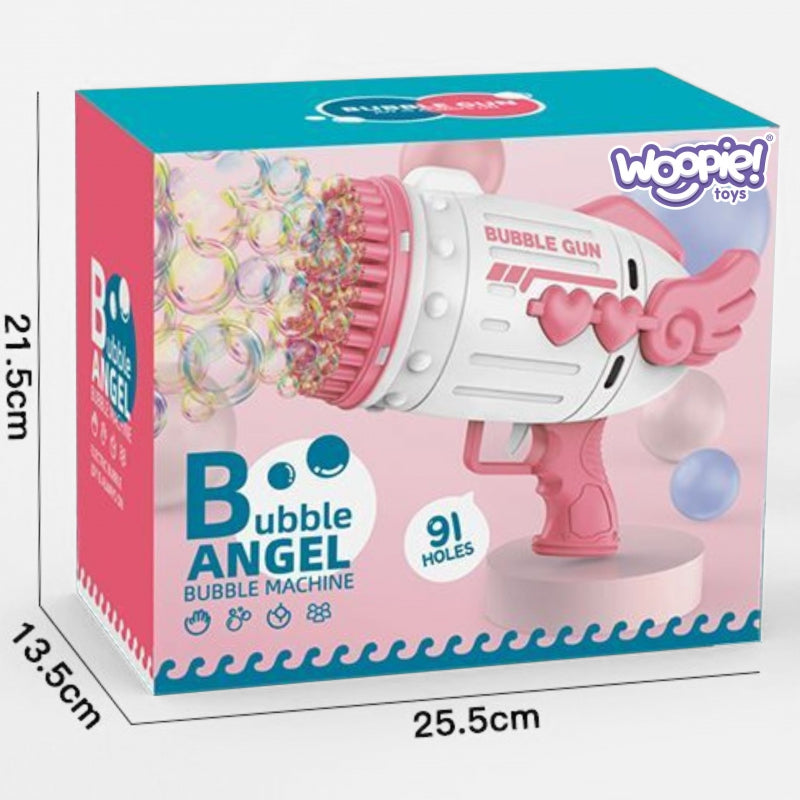 WOOPIE Bubble Gun, Bellenblaasmachine pistool met 91 Openingen, Roze