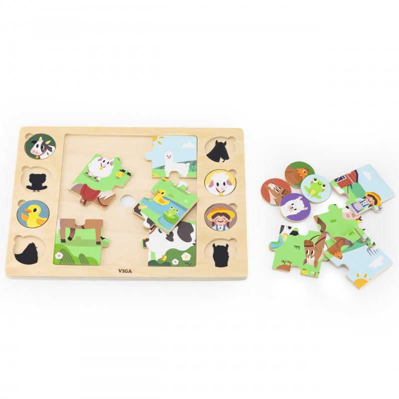 VIGA Houten Boerderijpuzzel - 17 stukjes